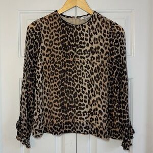 Ganni Leopard Print Blouse